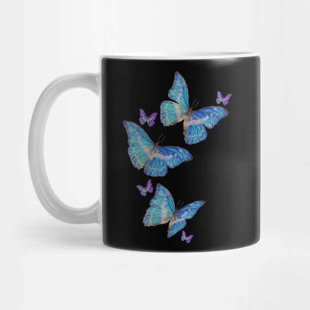 Flying Blue Butterflies Drawing by leiriin